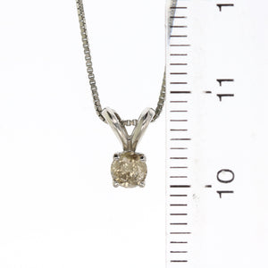 1/4 cttw Round Champagne Diamond Solitaire Pendant Necklace in 14K White Gold