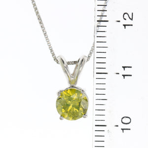0.80 cttw Yellow Diamond Solitaire Pendant 14K White Gold Round Necklace with Chain