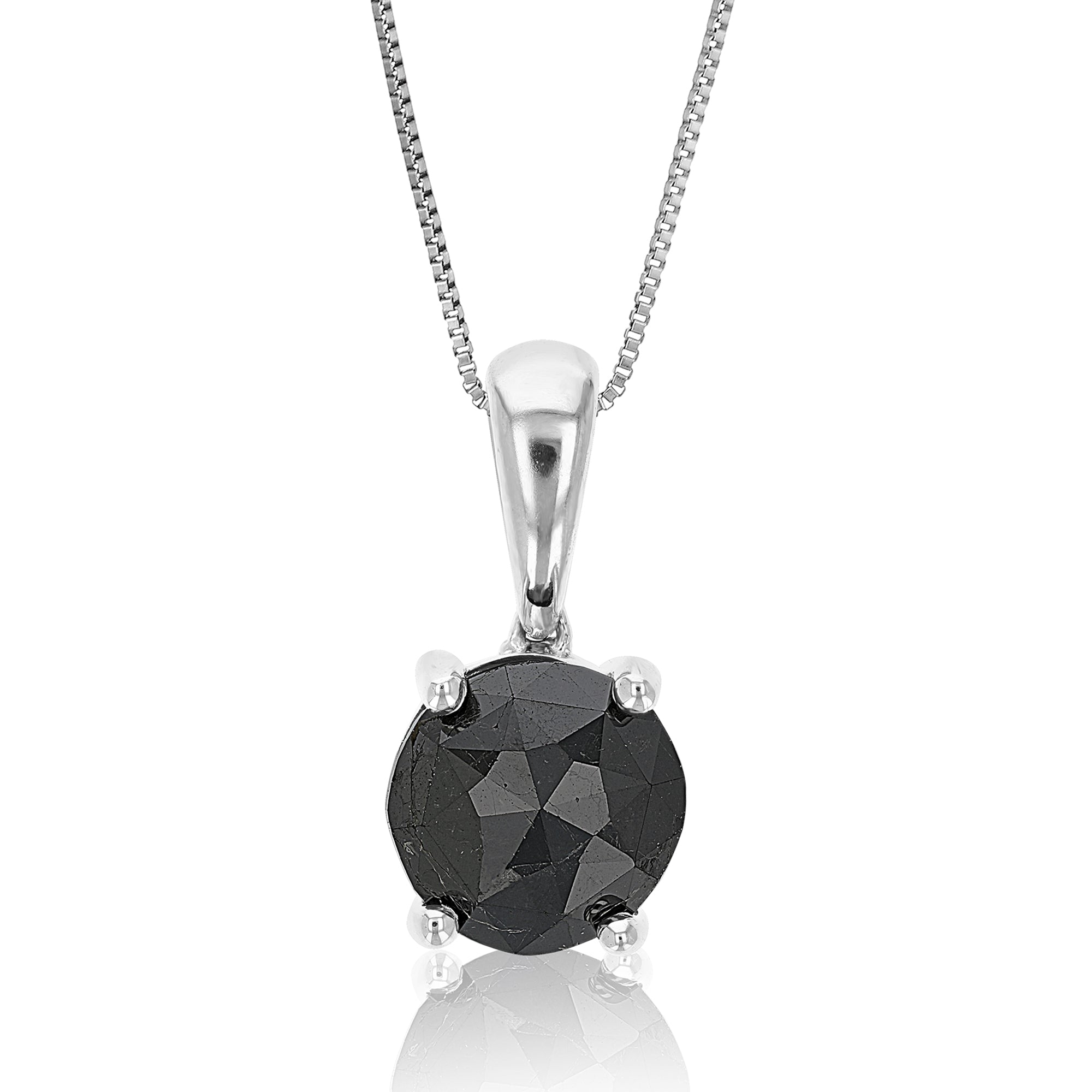 1.50 cttw Oval Shape Black Diamond Pendant Necklace Sterling Silver With Chain