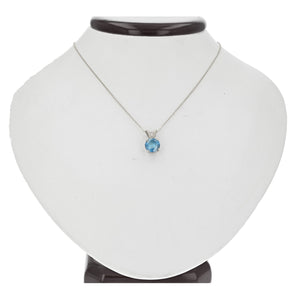 1.40 cttw Blue Diamond Solitaire Pendant Necklace 14K White Gold Round and Chain