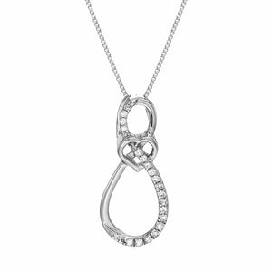 1/10 cttw Diamond Heart and Drop Pendant Necklace 10K White Gold with Chain