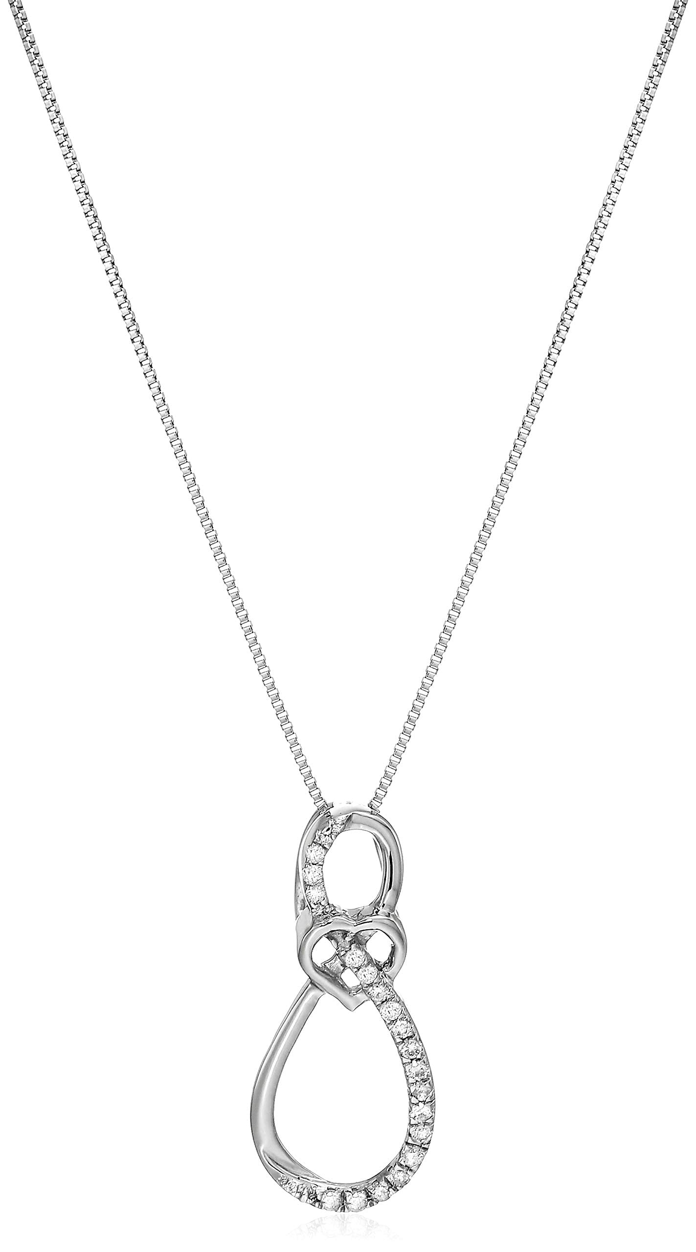 1/10 cttw Diamond Heart and Drop Pendant Necklace 10K White Gold with Chain