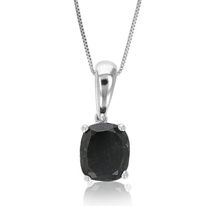 2.50 cttw Oval Shape Black Diamond Pendant Necklace Sterling Silver With Chain