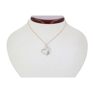 1/10 cttw Diamond Butterfly and Heart Pendant 14K White and Rose Gold with Chain