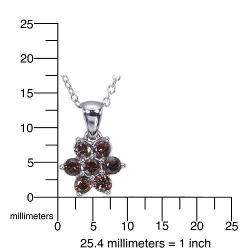 1/2 cttw Champagne Diamond Cluster Composite Pendant Necklace 10K White Gold