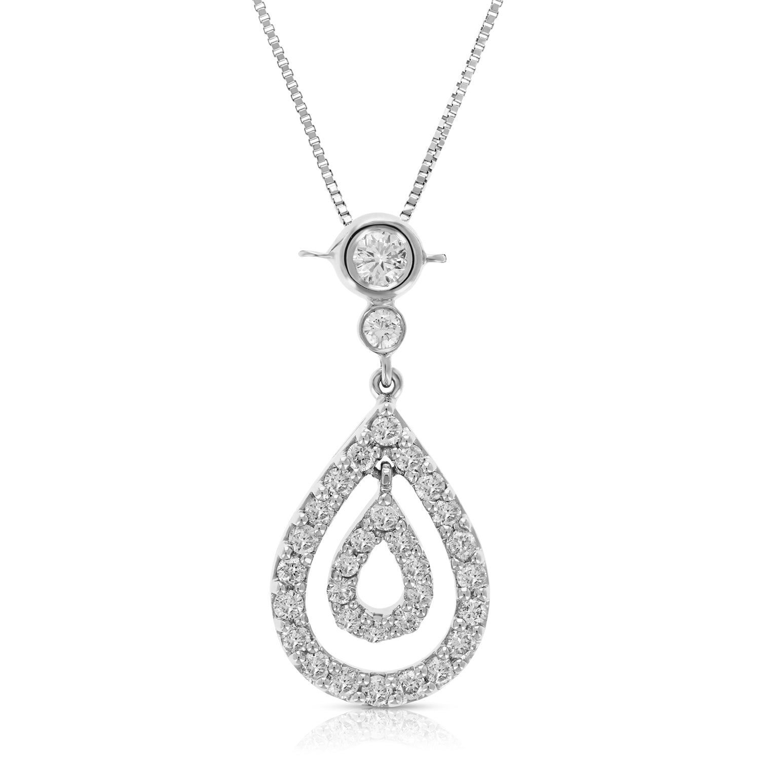 1 cttw Pear Shape Diamond Drop Pendant Necklace 14K White Gold with Chain
