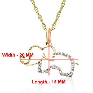 1/10 cttw Diamond Elephant Pendant Necklace 14K Yellow Gold with 18 Inch Chain
