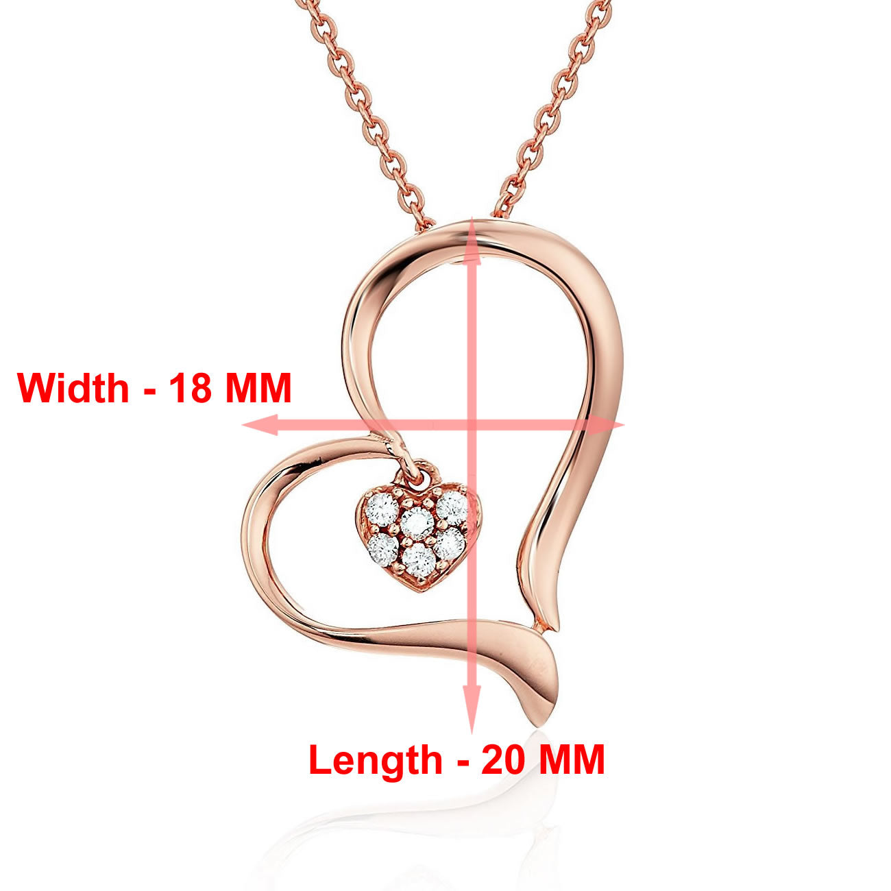 1/20 cttw Diamond Heart Pendant Necklace 14K Rose Gold with 18 Inch Chain