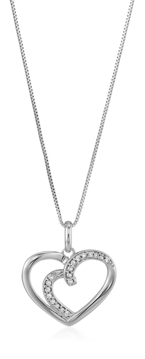 1/12 cttw Diamond Heart Pendant Necklace 14K White Gold with 18 Inch Chain