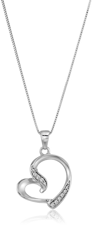 1/20 cttw Heart Shape Diamond Pendant Necklace 14K White Gold with 18 Inch Chain
