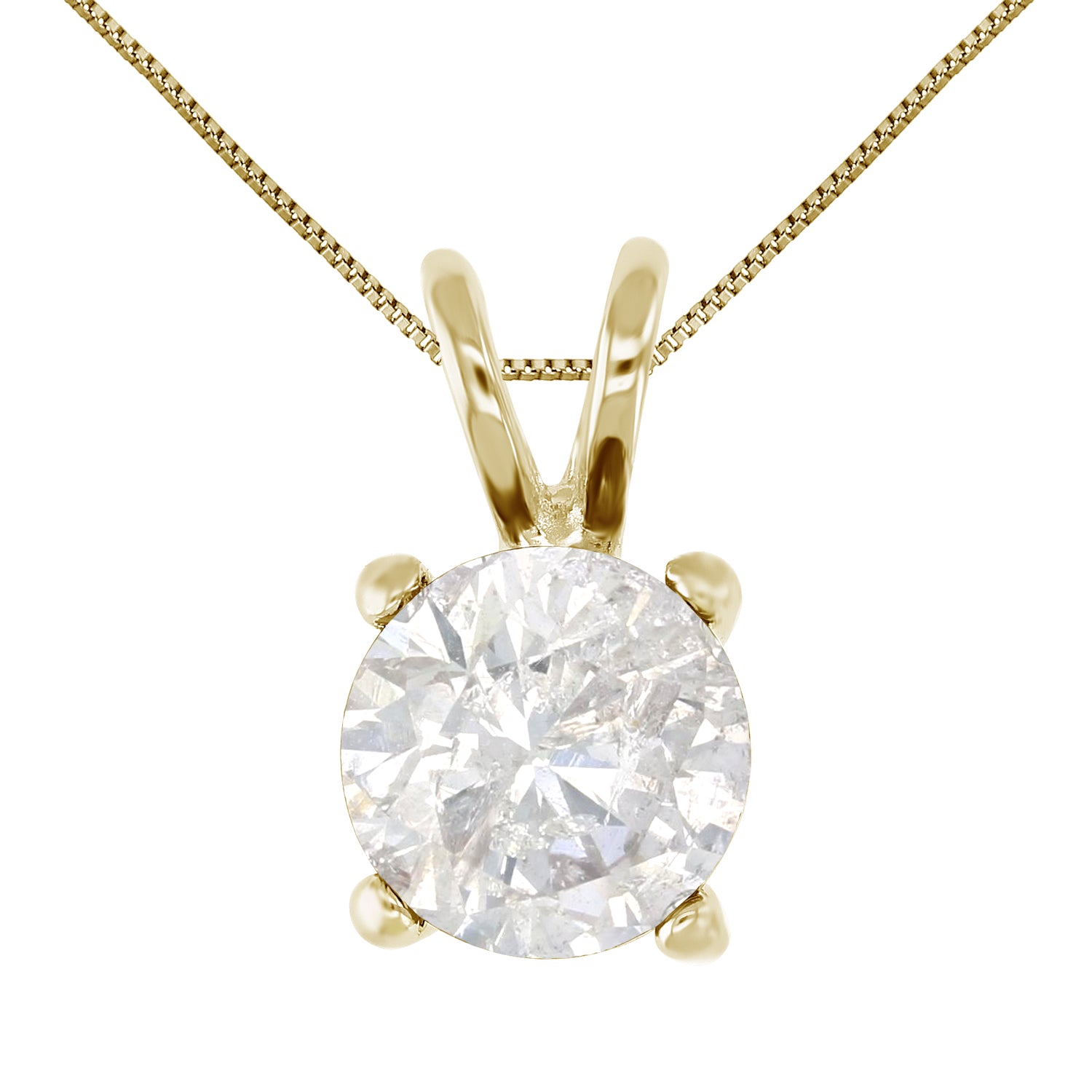 3/4 cttw Diamond Solitaire Pendant Necklace 14K Yellow Gold Round with Chain