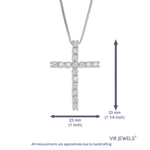 3/8 cttw Lab Grown Diamond Cross Pendant Necklace .925 Sterling Silver 1 1/4 Inch with 18 Inch Chain