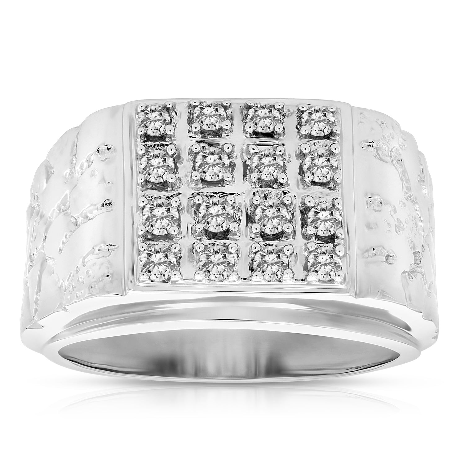 1/2 cttw Men's Diamond Ring 10K White Gold Wedding Engagement Bridal Size 10