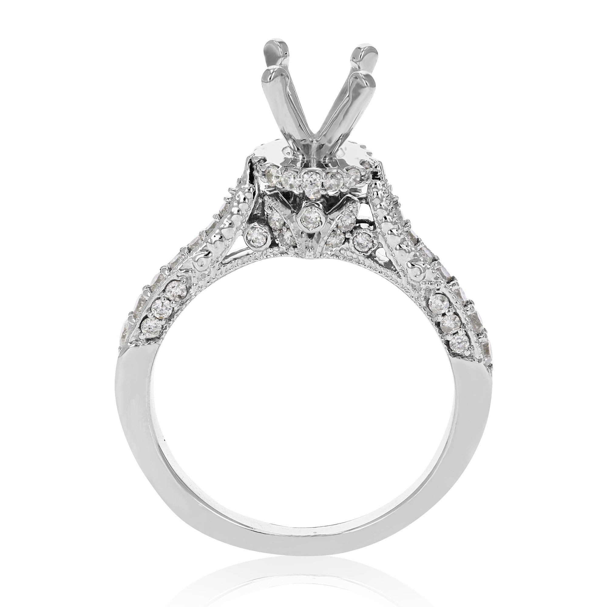 1/2 cttw Semi Mount Diamond Engagement Ring 14K White Gold Solitaire Size 7