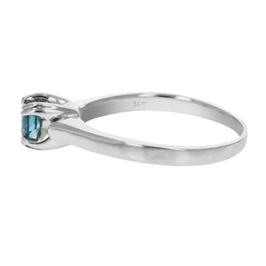 1/2 cttw Blue Diamond Solitaire Ring 14K White Gold Engagement Bridal Size 9.5