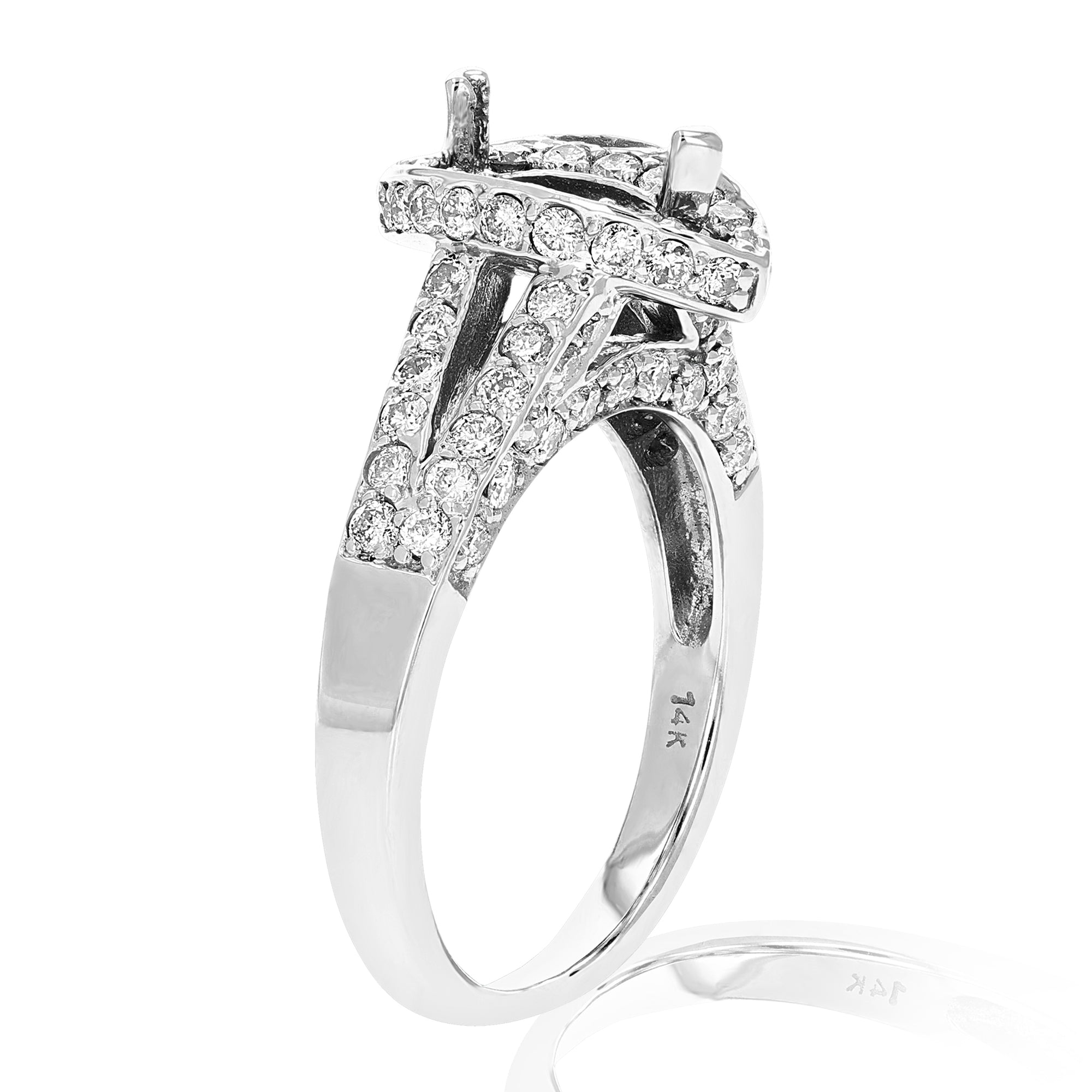 1.40 cttw Semi Mount Diamond Engagement Ring 14K White Gold Marquise Size 7