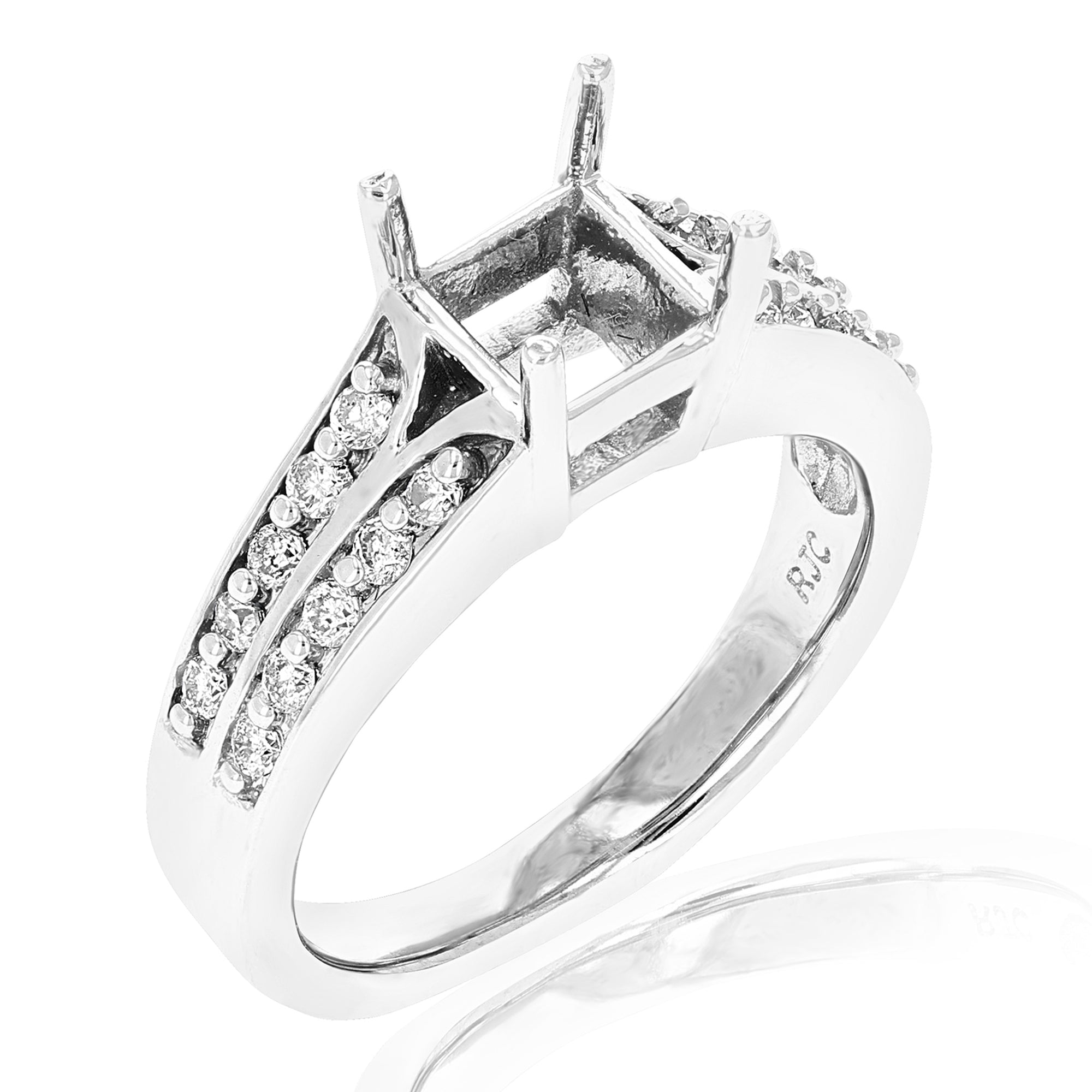 1/3 cttw Semi Mount Diamond Engagement Ring 14K White Gold Princess Size 7