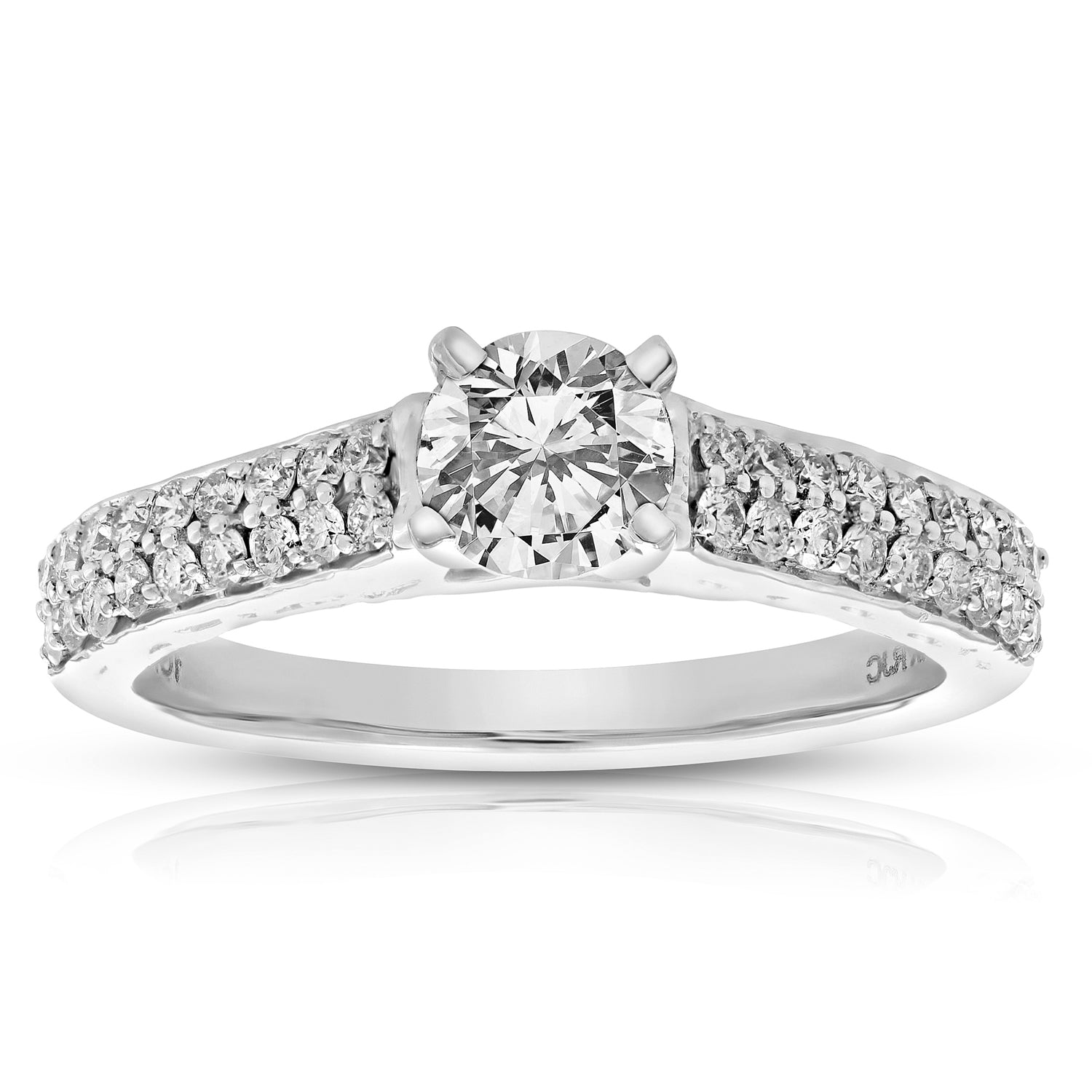 1 cttw Round Diamond Engagement Ring 14K White Gold Size 7