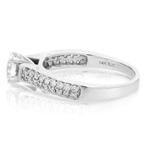 1 cttw Round Diamond Engagement Ring 14K White Gold Size 7