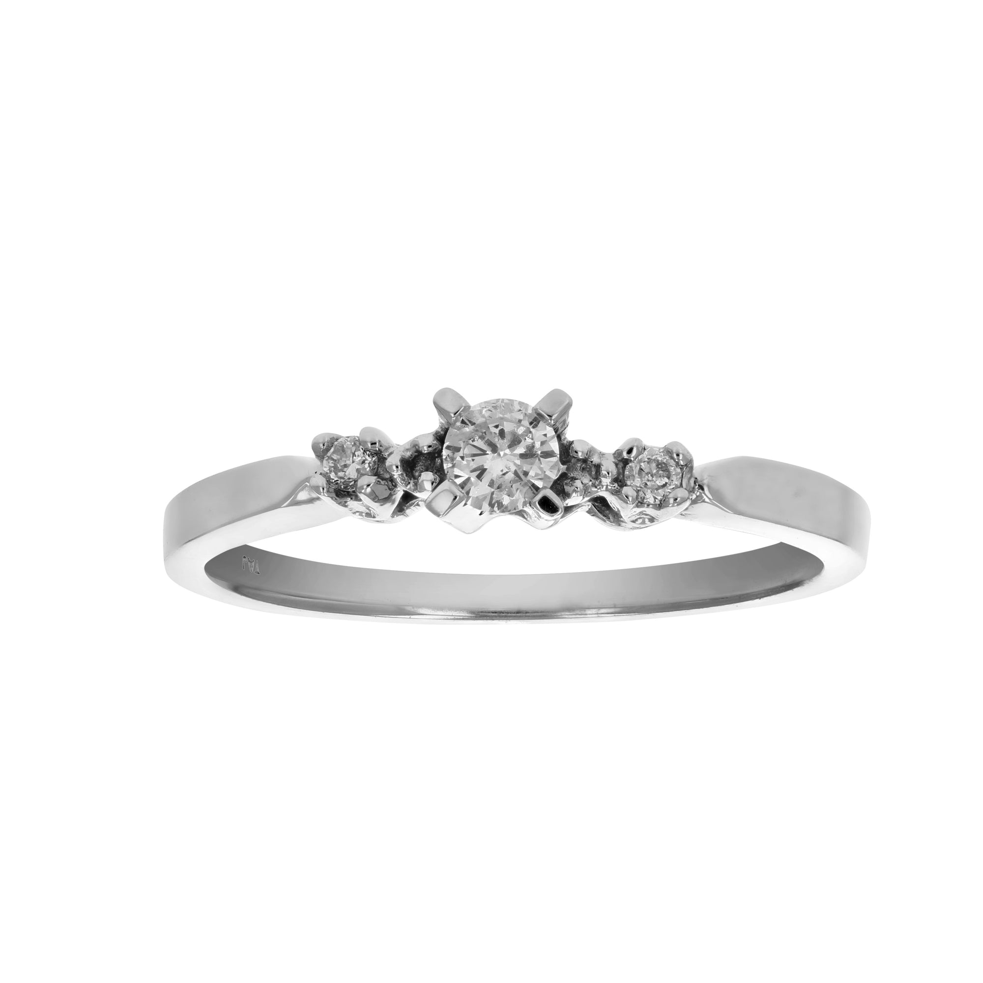 0.15 cttw Diamond 3 Stone Ring 14K White Gold Size 7