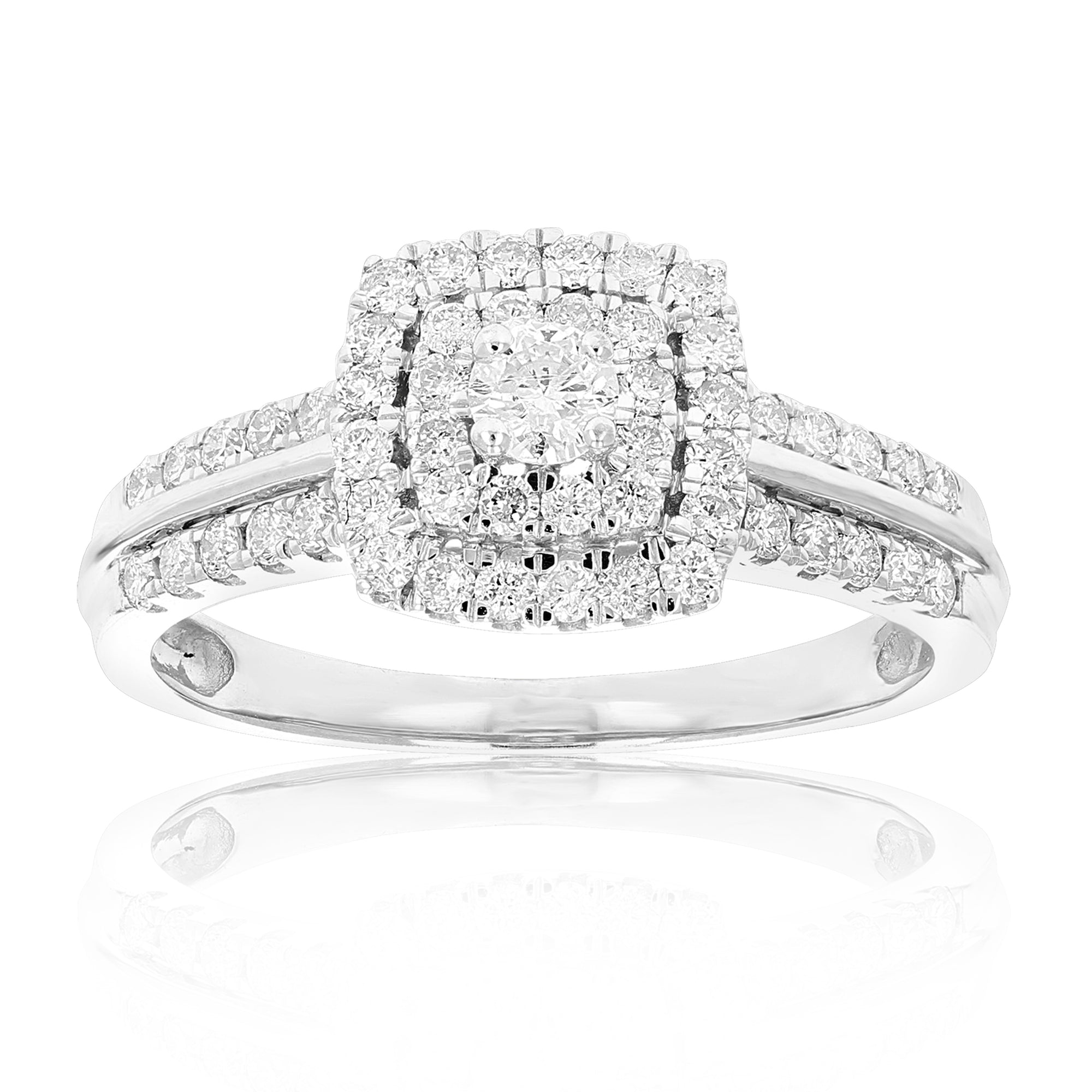 2/3 cttw Diamond Engagement Ring 14K White Gold Round Prong Set Bridal Size 7