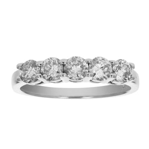 1 cttw Diamond 5 Stone Ring 14K White Gold Engagement Wedding Bridal Size 7