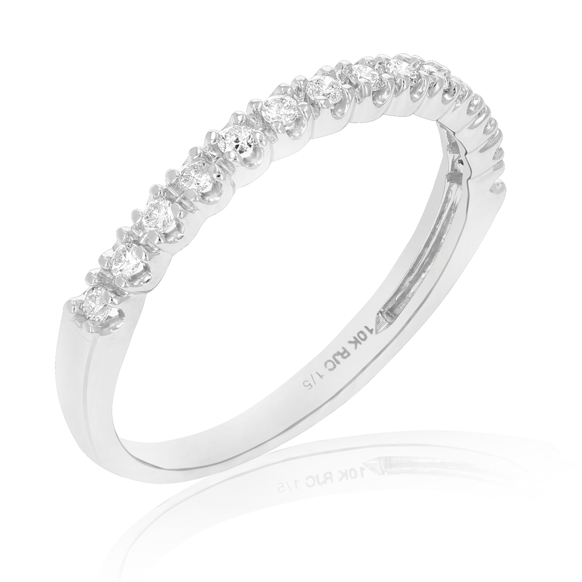 1/2 cttw Diamond Wedding Band 10K White Gold Bridal Ring Round Prong Set Size 7