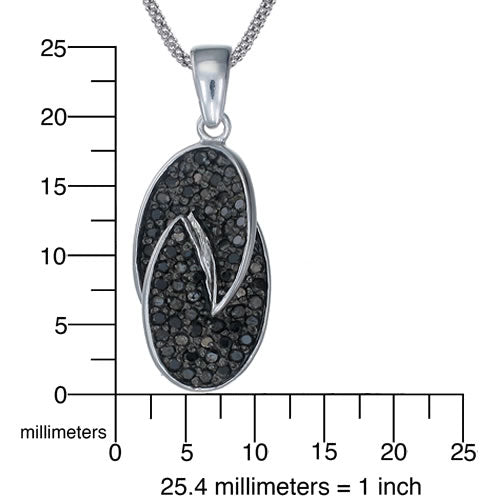 0.60 cttw Black Diamond Pendant Necklace .925 Sterling Silver With 18 Inch Chain