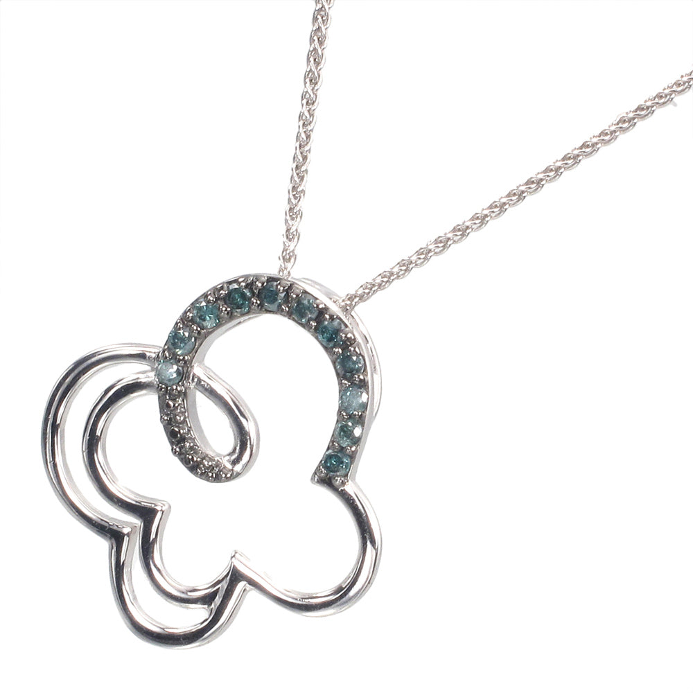 1/5 cttw Blue Diamond Butterfly Pendant .925 Sterling Silver With 18 Inch Chain