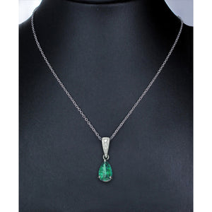 1.50 cttw Green Topaz Pendant Necklace .925 Sterling Silver Rhodium 9x7 MM Pear