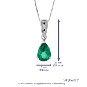 1.50 cttw Green Topaz Pendant Necklace .925 Sterling Silver Rhodium 9x7 MM Pear