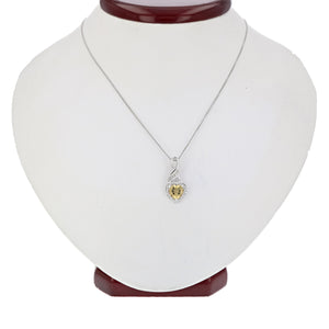 2/5 cttw Citrine Pendant Necklace .925 Sterling Silver With Rhodium 6 MM Heart