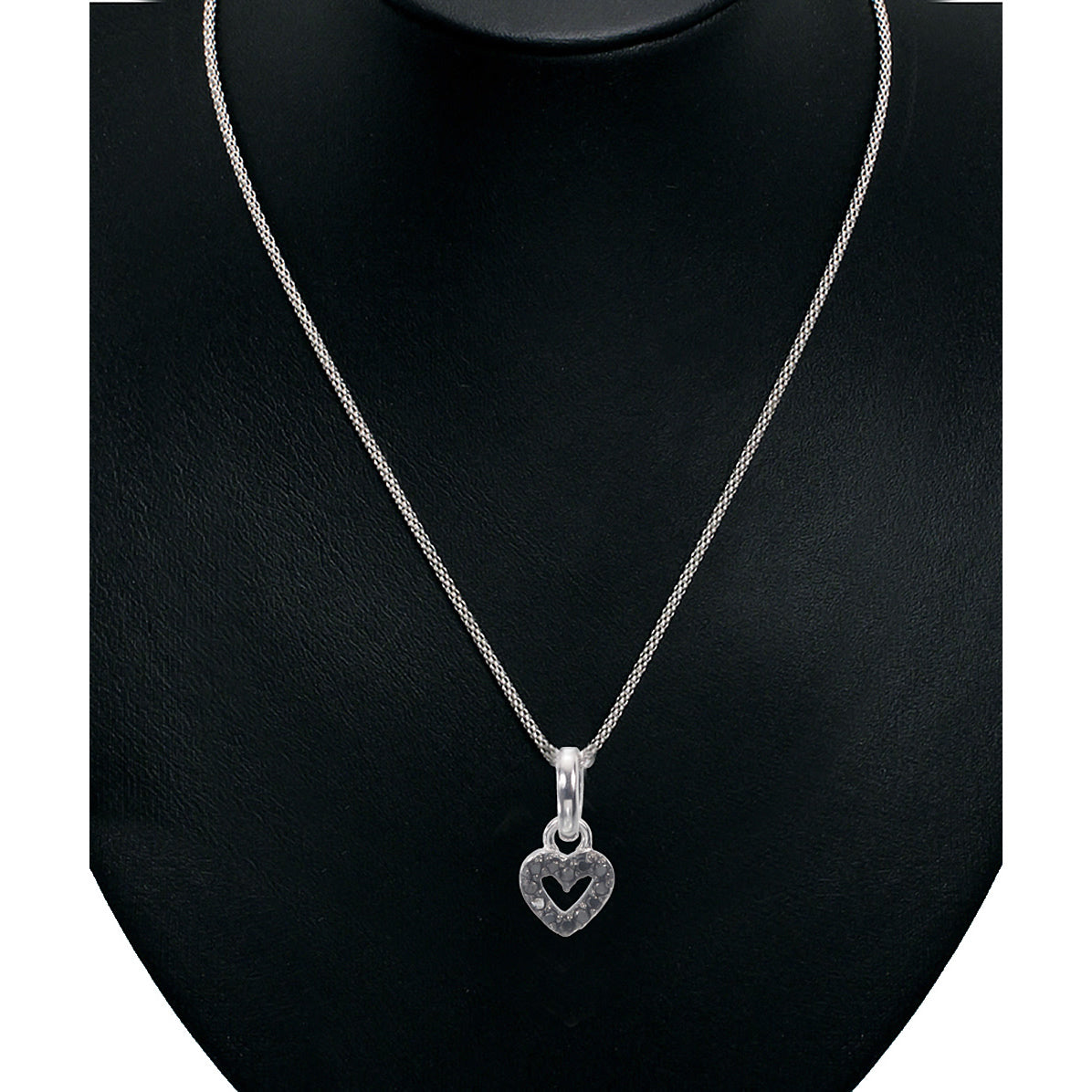 1/10 cttw Black Diamond Pendant Necklace .925 Sterling Silver With Rhodium