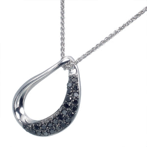 Sterling Silver Black Diamond Pendant (1/3 cttw) Drop Shape With 18 Inch Chain