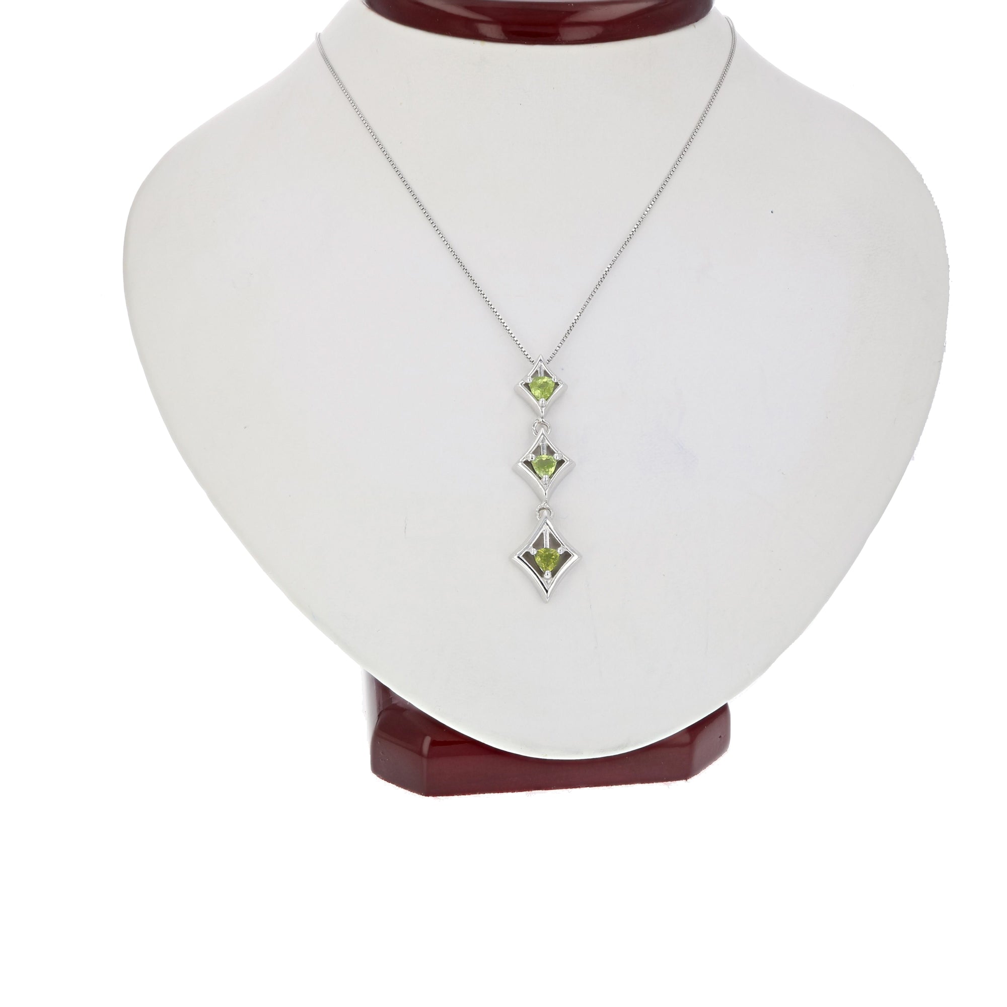 2/5 cttw Peridot Pendant Necklace .925 Sterling Silver 4 MM Trillion With Chain