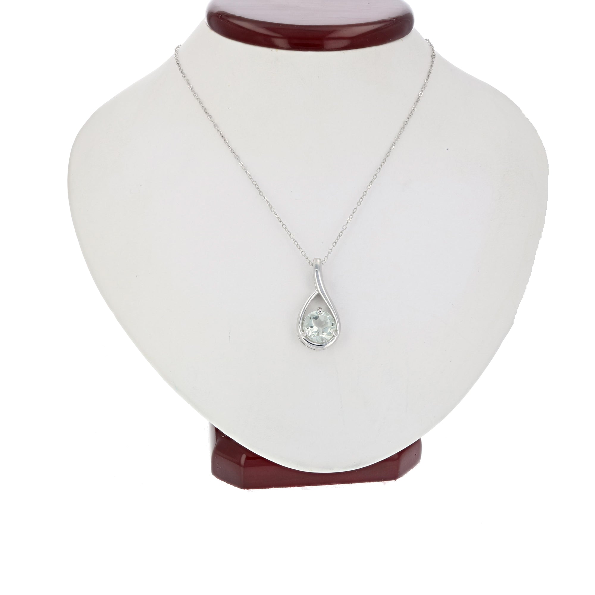 1.70 cttw Green Amethyst Pendant Necklace .925 Sterling Silver 9 MM Round