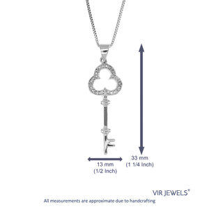 0.02 cttw Diamond Key Pendant Necklace .925 Sterling Silver With 18 Inch Chain