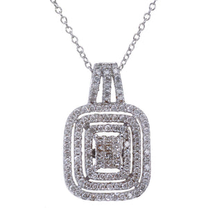 1 cttw Diamond Drop Pendant Necklace 14K White Gold with 18 Inch Chain Emerald