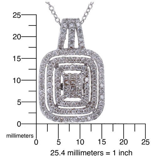 1 cttw Diamond Drop Pendant Necklace 14K White Gold with 18 Inch Chain Emerald