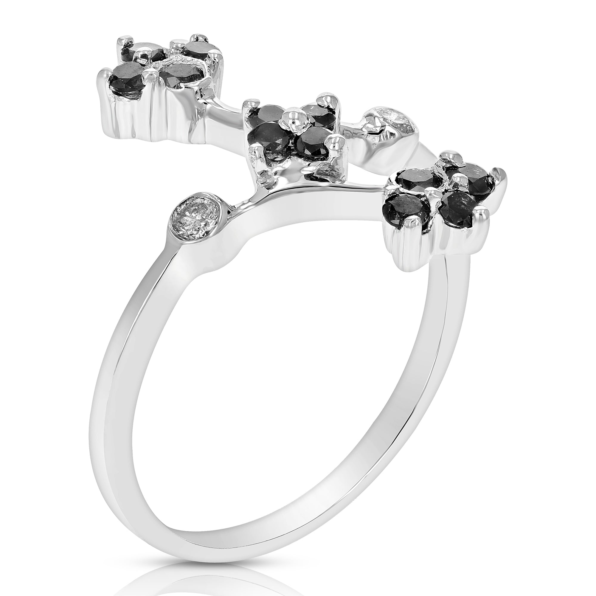 0.45 cttw Black Diamond Ring Fashion Round 10K White Gold Size 7
