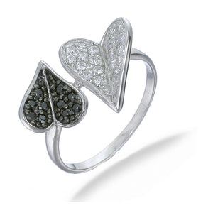 Sterling Silver Black CZ Heart Ring Size 7