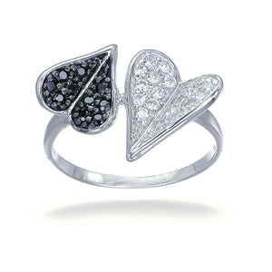 Sterling Silver Black CZ Heart Ring Size 7