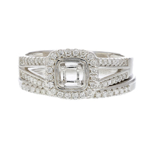 1/3 cttw Diamond Semi Mount Bridal Set with Princess Center Silver Size 7