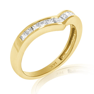 1/2 cttw Princess Diamond V Shape Wedding Band 14K Yellow Gold Size 7
