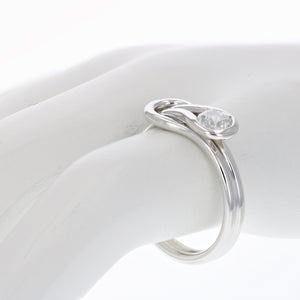 0.45 cttw Diamond Knot Ring 14K White Gold Solitaire Engagement Bridal Size 7